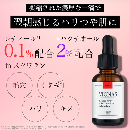 レチノール0.1%*+バクチオール2%セラム
